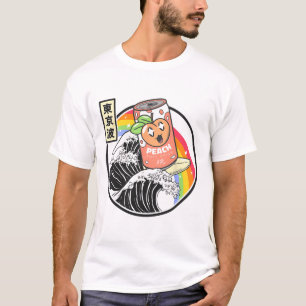 Camiseta Onda de Kanagawa de Surfismo de Soda de Pêssego Ja