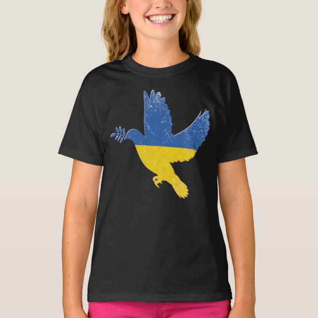 Camiseta Onda de Paz da Ucrânia, Bandeira do Orgulho Ucrani (Frente)