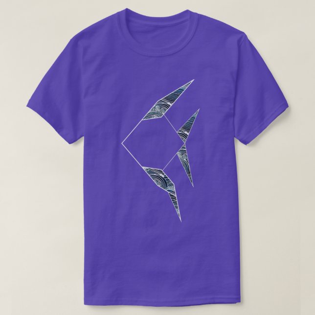 Camiseta onda de peixe origami (Frente do Design)