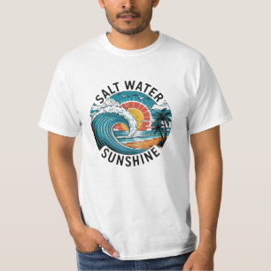 Camiseta Onda de Pôr do Sol Tropical Retro