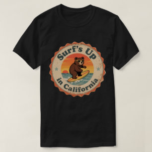 Camiseta Onda de Surf da Califórnia Vintage Urso Surfista