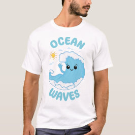 Camiseta Onda do Oceano Divertida Fofa Kawaii Pun Verão