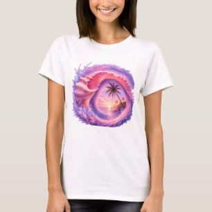 Camiseta Onda do Pôr do Sol de Conchas de Pastel – Oceano T
