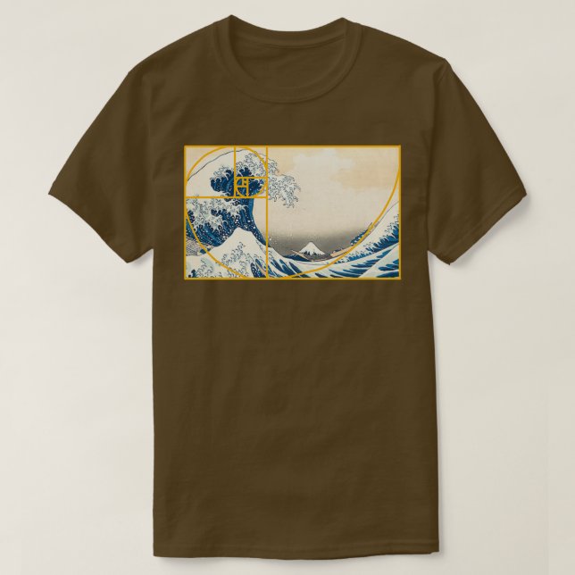 Camiseta Onda Fibonacci ouro (Frente do Design)