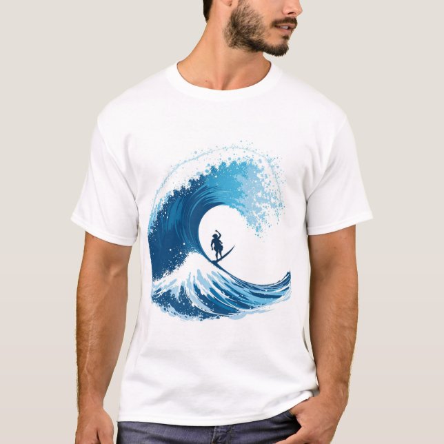 Camiseta Onda gigante do oceano com Surfer Epic - Minimalis (Frente)