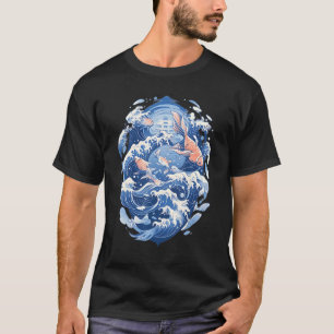 Camiseta Onda Grande Asiática com Carpa Autêntica Japonesa