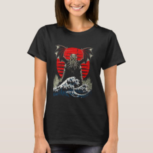Camiseta Onda Grande Vintage Cthulhu de Kanagawa Gráfico Ja