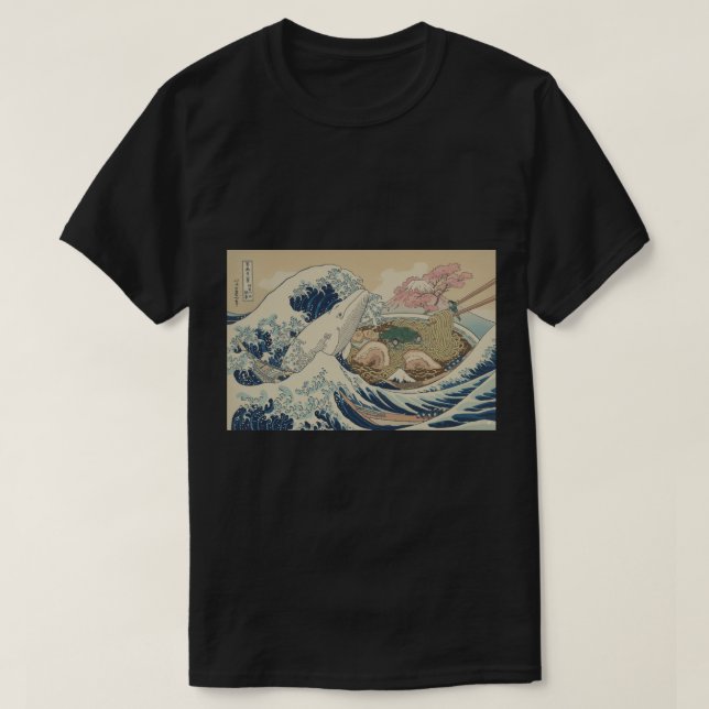 Camiseta Onda japonesa Ramen com estética de baleia (Frente do Design)
