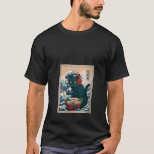 Camiseta Onda Japonesa Retro Anime Ramen Gata Gamer Feminin
