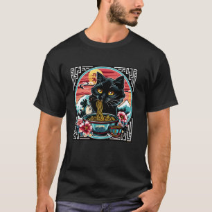 Camiseta Onda Kit de Arte Japonês Gato Amante Fofo Gato Ram