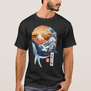 Camiseta Onda Oceânica de Baleia Excelente Monte Fuji Paisa