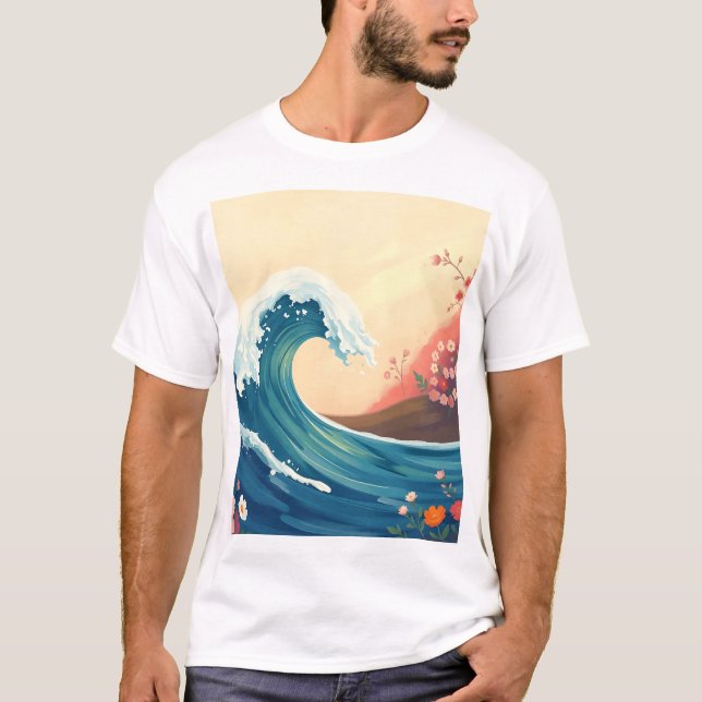 Camiseta Onda Oceânica Impressionista (Frente)