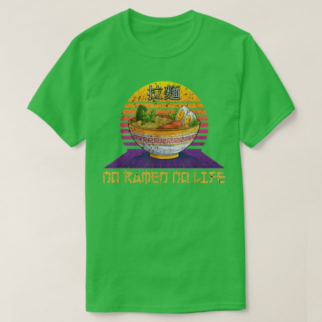 Camiseta Onda Retroativa Sem Ramen Sem Vida Noodles Do Japã (Frente do Design)