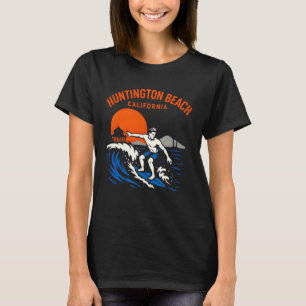 Camiseta Ondas Acima de Huntington Beach Califórnia Retro H