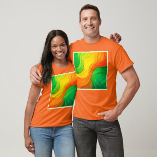 Camiseta Ondas Artísticas Orgânicas Amarelo Verde