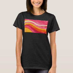 Camiseta Ondas Cor-de-Rosa Retro – Fundo Ondulado Vintage