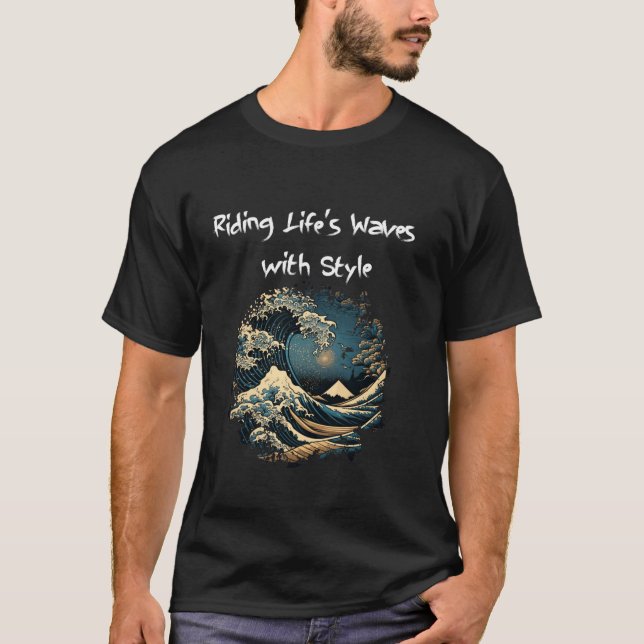 Camiseta Ondas da Onda Excelente do Japão com estilo Lo (Frente)