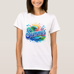 Camiseta Ondas de Brilho de Verão Unisex