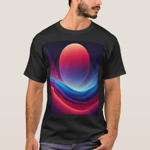 Camiseta ondas de fluxo púrpura cor-de-rosa