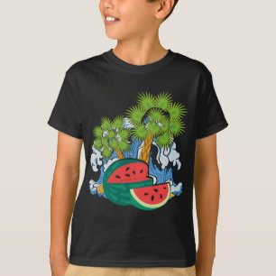 Camiseta Ondas de Fruta exóticas Palmeiras oceânicas Verão