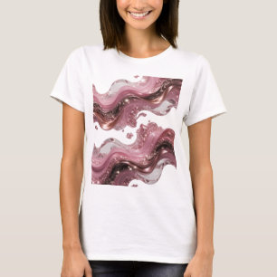 CAMISETA ONDAS DE LÍQUIDO ABSTRATO 3D COM BRILHOS E GEMAS