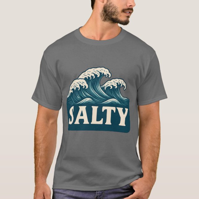 Camiseta Ondas de Praia Azul Turquesa Salgadas | Vida Coste (Frente)