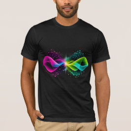 Camiseta Ondas de Rede Abstratas Coloridas de Neon