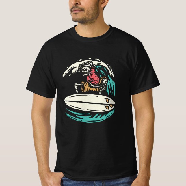 CAMISETA ONDAS DE SURF DO SKELETON WAVE RIDER (Frente)