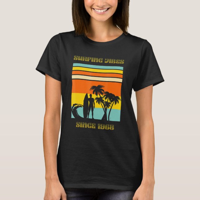 Camiseta Ondas De Surfe E Árvores De Palma (Frente)