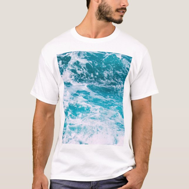 Camiseta Ondas do Oceano Azul (Frente)