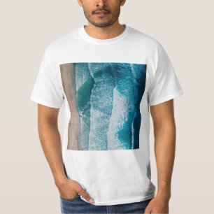 Camiseta Ondas do Oceano Azul Praia Arenosa