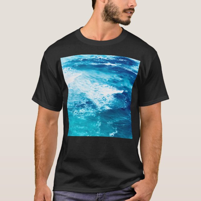 Camiseta Ondas do Oceano Azul Teal (Frente)