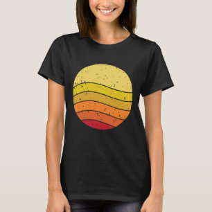 Camiseta Ondas do Pôr do Sol Retro Gráfico de Círculo Distr