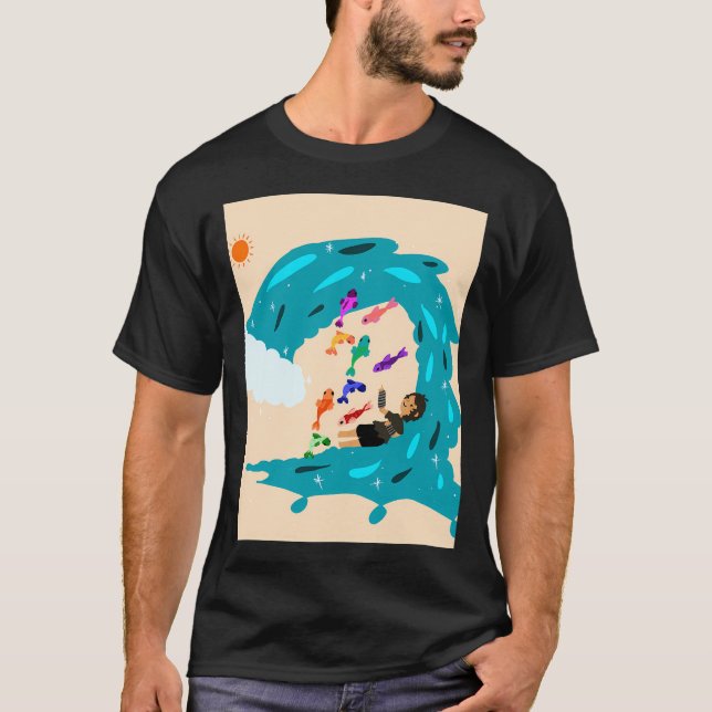 Camiseta Ondas e peixes (Frente)
