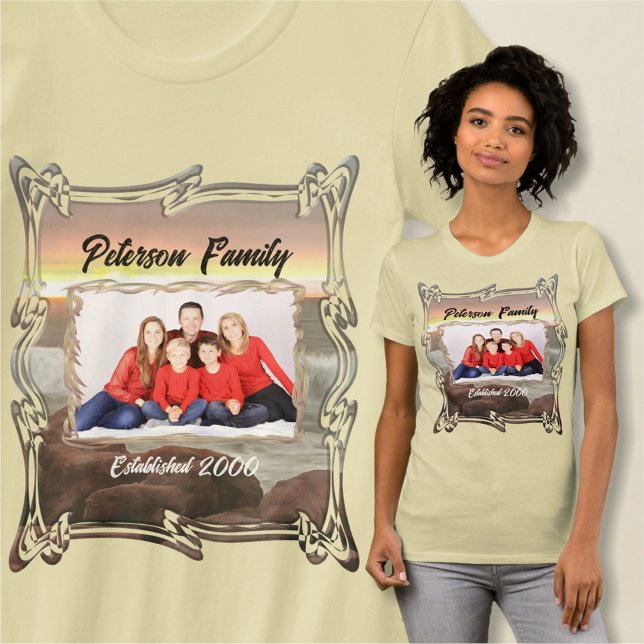 Camiseta Ondas familiares e pedras 0893 (Criador carregado)