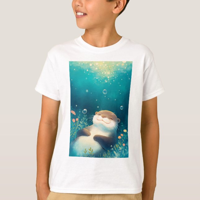 Camiseta Ondas Floridas Fuga Sonhadora da Lontra (Frente)