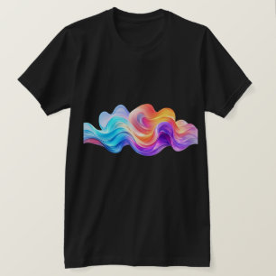 Camiseta Ondas Fluidas Abstratas Arco-Íris Vibrantes