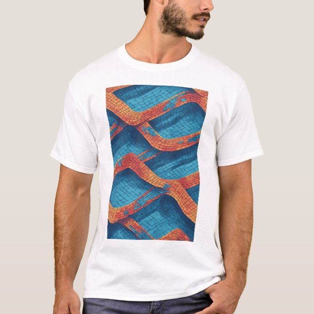 Camiseta Ondas Induladas em Til: Um Padrão De Abstrato Vibr (Frente)