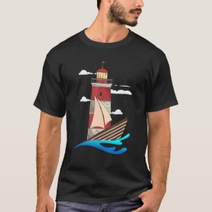 Camiseta Ondas Marinhas Náuticas Vela Oceano Iate Farol