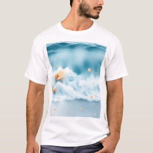 Camiseta Ondas oceânicas de cor aquosa com casquilho