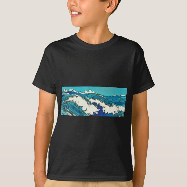 Camiseta Ondas oceânicas PixDezines konen uehara, 上 原 (Frente)