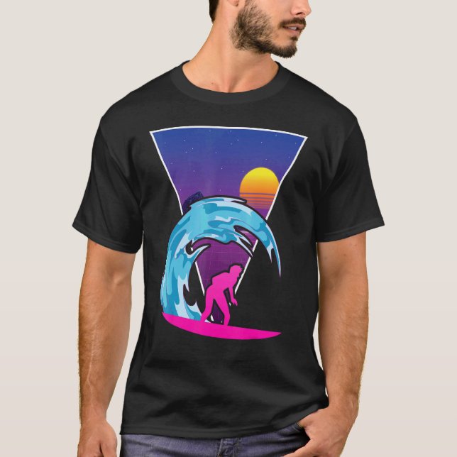 Camiseta Ondas Oceânicas Surfer Watersport Sunset Synwave S (Frente)