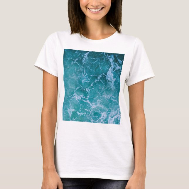 Camiseta Ondas profundas do oceano azul (Frente)