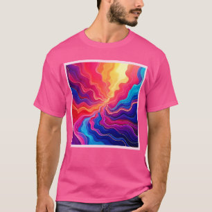 Camiseta Ondas Vívidas: Arte de Fluxo de Energia Neon Abstr