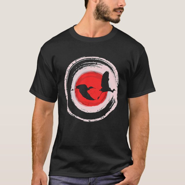 Camiseta Ondas voadoras do círculo Enso japonês Ukiyo e Woo (Frente)