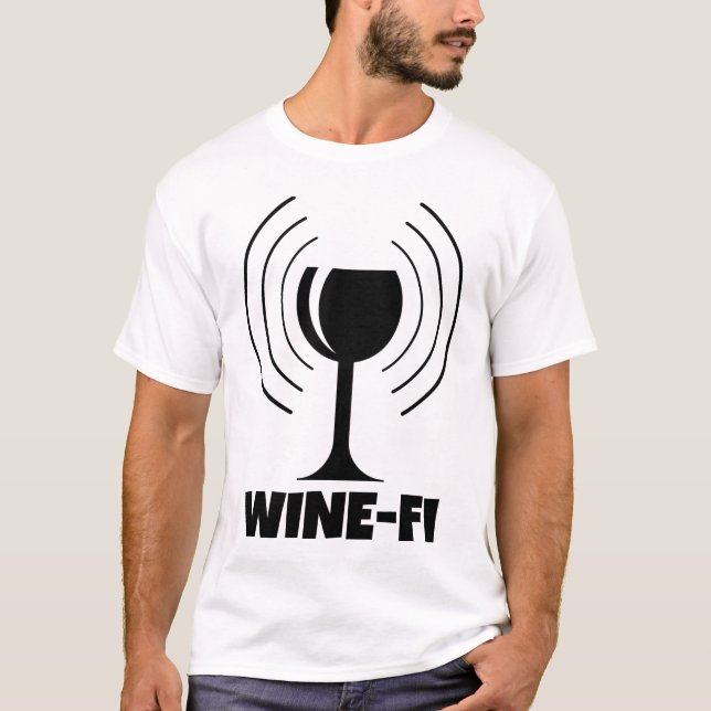 Camiseta Ondas WiFi Humor do Vinho-Fi (Frente)