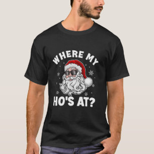 Camiseta Onde a minha mão está em Papais noeis de Natal eng