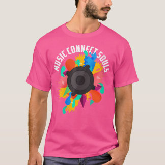 Camiseta Onde a Música Conecta Almas Alto-Falante de Fone d