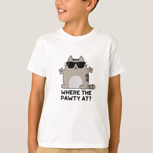 Camiseta Onde A Pawy Na Festa Engraçada Gato Pun (Frente)