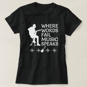 Camiseta Onde as palavras falham a música fala notas dançan